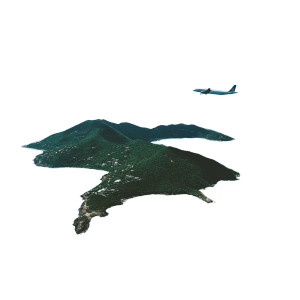 Volcanic Island Plane Caribbean Vinyl Car Decal Sticker – Waterproof & UV-Resistant 4.0"