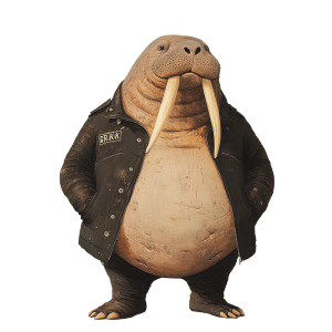 Walrus Leather Jacket Cello Rickshaw Vinyl Car Decal Sticker – Waterproof & UV-Resistant 4.0"