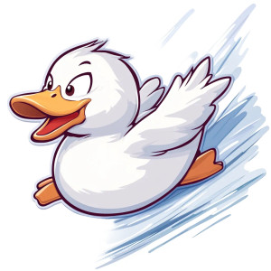 White Cartoon Duck Sliding Vinyl Car Decal Sticker – Waterproof & UV-Resistant 4.0"