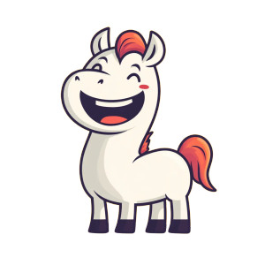 White Cartoon Horse Mascot Vinyl Car Decal Sticker – Waterproof & UV-Resistant 4.0"