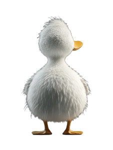 White Fluffy Duck Back Vinyl Car Decal Sticker – Waterproof & UV-Resistant 4.0"