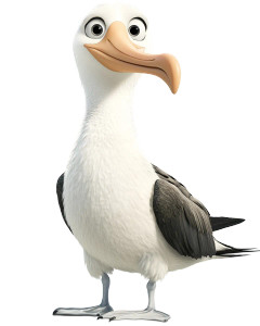 White Grey Albatross Pixar Vinyl Car Decal Sticker – Waterproof & UV-Resistant 4.0"