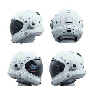 White Helmet 3D Render Vinyl Car Decal Sticker – Waterproof & UV-Resistant 4.0"