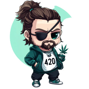 White Male Beard Eyepatch Squidgame Vinyl Car Decal Sticker – Waterproof & UV-Resistant 4.0"