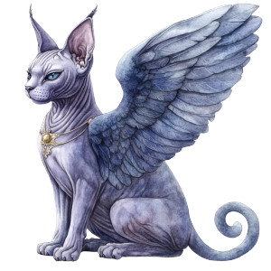 Winged Sphinx Cat Wizard Vinyl Car Decal Sticker – Waterproof & UV-Resistant 4.0"