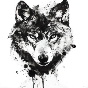 Wolf Ink Painting Vinyl Car Decal Sticker – Waterproof & UV-Resistant 4.0"