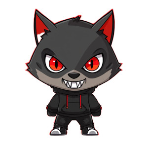 Wolf Monster Q Style Vinyl Car Decal Sticker – Waterproof & UV-Resistant 4.0"