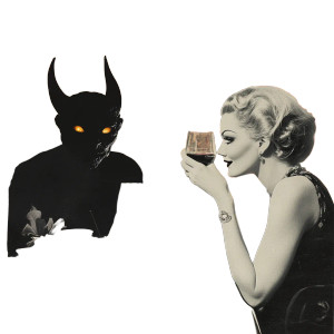 Woman Devil Wine Restaurant Vinyl Car Decal Sticker – Waterproof & UV-Resistant 4.0"