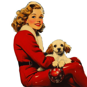Woman Dog Christmas Neo Pop Vinyl Car Decal Sticker – Waterproof & UV-Resistant 4.0"