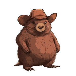 Wombat Cowboy Hat Desert Vinyl Car Decal Sticker – Waterproof & UV-Resistant 4.0"