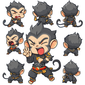 Wukong Monkey Emotes Vinyl Car Decal Sticker – Waterproof & UV-Resistant 4.0"