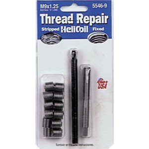 Helicoil Thread Repair Kit | Universal M9 x 1.25 | Durable Stainless Steel Kit with 12 Inserts/ Install Tool