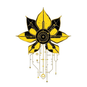 Yellow Cyberpunk Flower Logo Vinyl Car Decal Sticker – Waterproof & UV-Resistant 4.0"