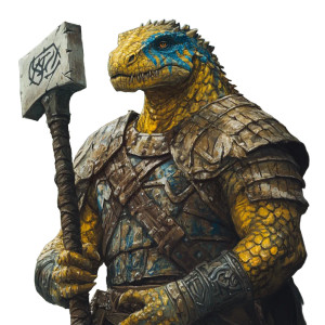 Yellow Lizardfolk Plate Armor Vinyl Car Decal Sticker – Waterproof & UV-Resistant 4.0"