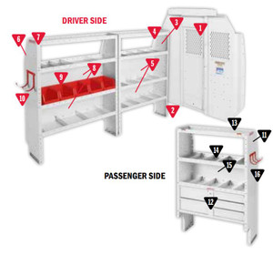 Fits 2014-2023 Ram ProMaster 1500 Weather Guard Van Storage System Kit 600-8441S General Service/Contractor Package; White Fits 2014-2023 Ram ProMaster 1500 Weather Guard Van Storage System Kit 600-8441S General Service/Contractor Package; White