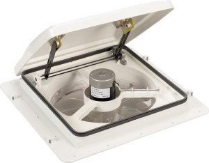 MaxxAir Roof Vent 14x14 | Manual Opening | 4 Fan Speeds | Waterproof | White UV Resistant | Thermostat/ Mounting Hardware