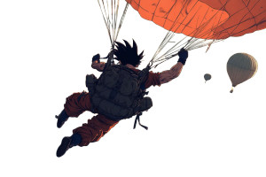 Goku Parachuting Vinyl Car Decal Sticker – Waterproof & UV-Resistant 8"