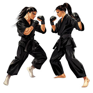 Kickboxing Fighters Illustration Vinyl Car Decal Sticker – Waterproof & UV-Resistant 8"