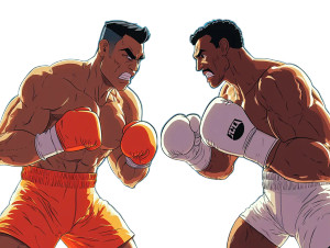 Cartoonish Boxers Duel Vinyl Car Decal Sticker – Waterproof & UV-Resistant 8"