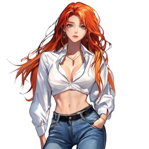 Redhead Anime Woman Vinyl Car Decal Sticker – Waterproof & UV-Resistant 8" Redhead Anime Woman Vinyl Car Decal Sticker – Waterproof & UV-Resistant 8"