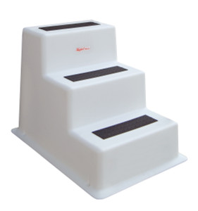 Taylor Made StepSafe Dock Step | White Polyethylene for Marine Use | Non-Slip Pad, Aluminum Handrail, 300 lb Capacity