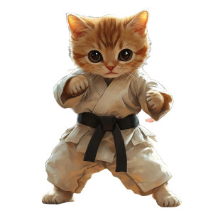 Karate Cat Vinyl Car Decal Sticker – Waterproof & UV-Resistant 8" Karate Cat Vinyl Car Decal Sticker – Waterproof & UV-Resistant 8"