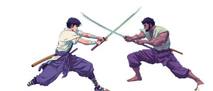 Pixel Art Duel Vinyl Car Decal Sticker – Waterproof & UV-Resistant 8"