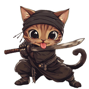 Ninja Cat Vinyl Car Decal Sticker – Waterproof & UV-Resistant 8" Ninja Cat Vinyl Car Decal Sticker – Waterproof & UV-Resistant 8"