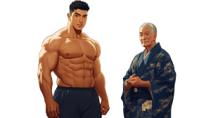 Muscular Man And Elder Vinyl Car Decal Sticker – Waterproof & UV-Resistant 8"