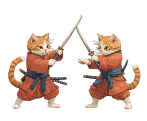 Samurai Cats Duel Vinyl Car Decal Sticker – Waterproof & UV-Resistant 8" Samurai Cats Duel Vinyl Car Decal Sticker – Waterproof & UV-Resistant 8"