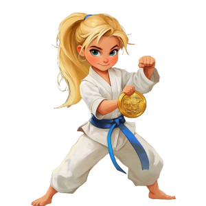 Karate Blonde Girl Vinyl Car Decal Sticker – Waterproof & UV-Resistant 8"