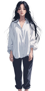 Korean Girl Illustration Vinyl Car Decal Sticker – Waterproof & UV-Resistant 8"