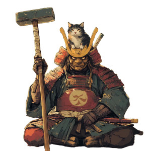 Intimidating Samurai With Toy Vinyl Car Decal Sticker – Waterproof & UV-Resistant 8"