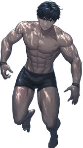 Muscular Korean Diver Vinyl Car Decal Sticker – Waterproof & UV-Resistant 8"