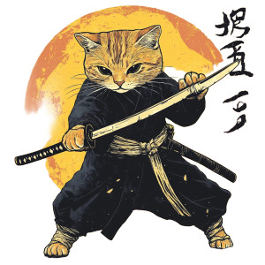 Samurai Cat V7 Vinyl Car Decal Sticker – Waterproof & UV-Resistant 8" Samurai Cat V7 Vinyl Car Decal Sticker – Waterproof & UV-Resistant 8"