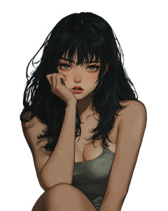 Retro Anime Girl V2 Vinyl Car Decal Sticker – Waterproof & UV-Resistant 8"