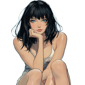 Oda-Style Young Woman Vinyl Car Decal Sticker – Waterproof & UV-Resistant 8"