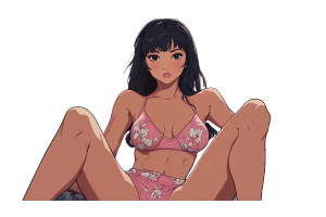 Anime Woman Sitting V5 Vinyl Car Decal Sticker – Waterproof & UV-Resistant 8"