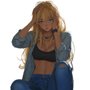 Golden-Haired Anime Girl Vinyl Car Decal Sticker – Waterproof & UV-Resistant 8"