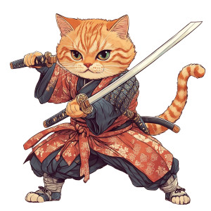 Samurai Cat Vinyl Car Decal Sticker – Waterproof & UV-Resistant 8" Samurai Cat Vinyl Car Decal Sticker – Waterproof & UV-Resistant 8"