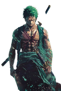 Zoro Dynamic Pose Vinyl Car Decal Sticker – Waterproof & UV-Resistant 8"