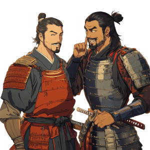 Whispering Samurai Comrades Vinyl Car Decal Sticker – Waterproof & UV-Resistant 8"