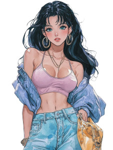 90S Anime Girl V12 Vinyl Car Decal Sticker – Waterproof & UV-Resistant 8"