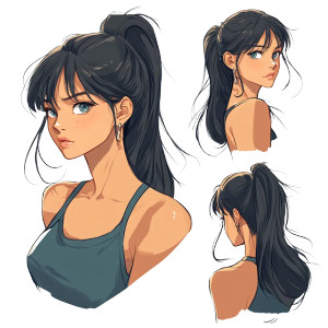 Anime Ponytail Poses Vinyl Car Decal Sticker – Waterproof & UV-Resistant 8"