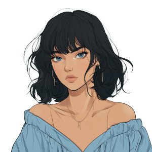 Anime Girl Blue Outfit V2 Vinyl Car Decal Sticker – Waterproof & UV-Resistant 8"