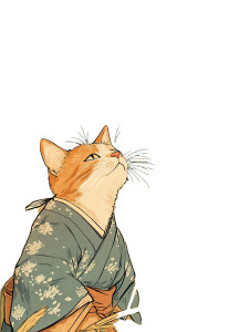 Japanese Farmer Cat Vinyl Car Decal Sticker – Waterproof & UV-Resistant 8"