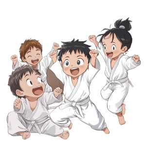 Young Judokas Practicing Vinyl Car Decal Sticker – Waterproof & UV-Resistant 8"