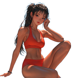 Anime Gym Beach Pose V4 Vinyl Car Decal Sticker – Waterproof & UV-Resistant 8"