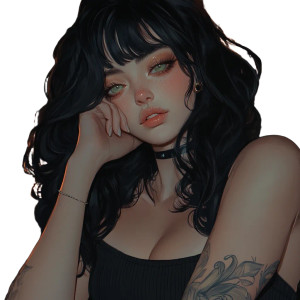 Young Woman Digital Art Vinyl Car Decal Sticker – Waterproof & UV-Resistant 8"