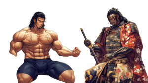 Muscular Man Receiving Sword Vinyl Car Decal Sticker – Waterproof & UV-Resistant 8"